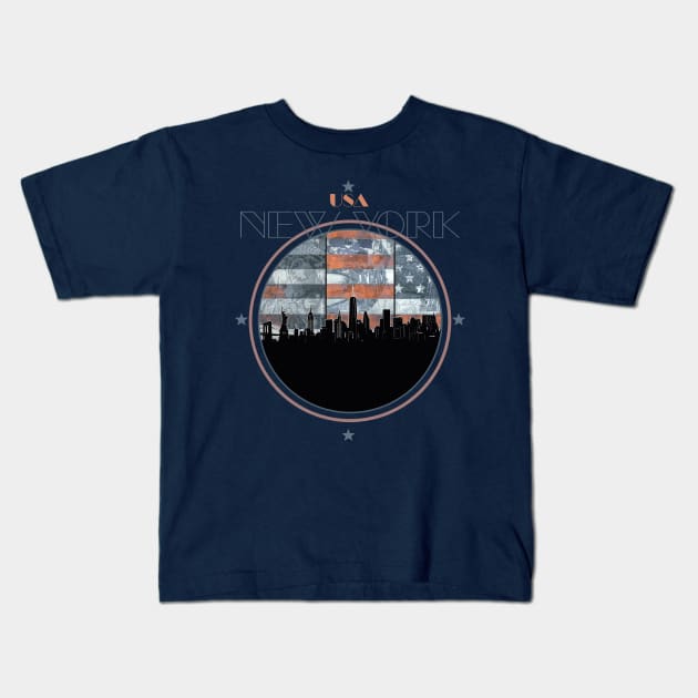 new york skyline Kids T-Shirt by BekimART